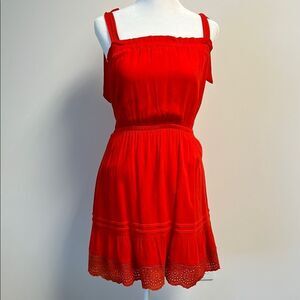 Allie Rose Red Eyelett Strappy Sleeveless Mini Dress S